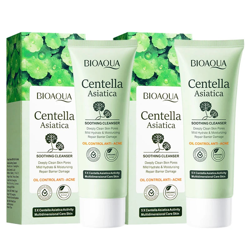 1/2pcs BIOAQUA Centella Asiatica Facial Cleanser Moisturizing Oil Control Cleansing Face Wash Foam Facial Cleanser Skin Care