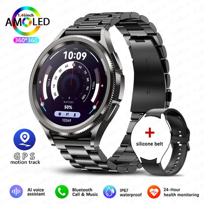 2025 New Smart Watch 6 Classic Smart Watch Fashion Men Sports Fitness Waterproof Heart Rate AMOLED HD Bluetooth Call Smartwatch