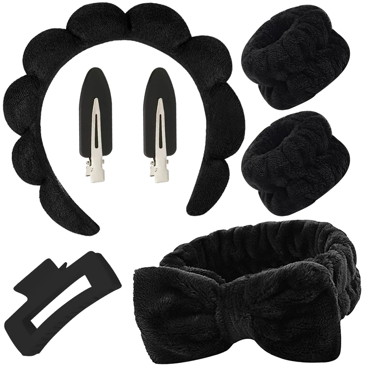 3/7pcs Makeup Headband Set Skincare Headbands Sponge Cloth With hairpin Wristband For Women Girl Washing Face Spa Accessories