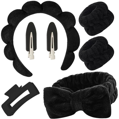 3/7pcs Makeup Headband Set Skincare Headbands Sponge Cloth With hairpin Wristband For Women Girl Washing Face Spa Accessories
