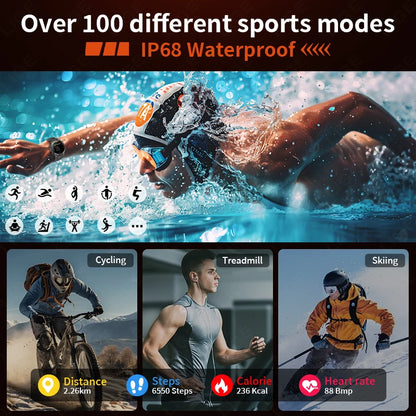 LIGE Outdoor Military Smart Watch Men 1.46" HD Screen Built-in GPS Compass Altimeter 3ATM Waterproof Clock BT Call SmartWatches