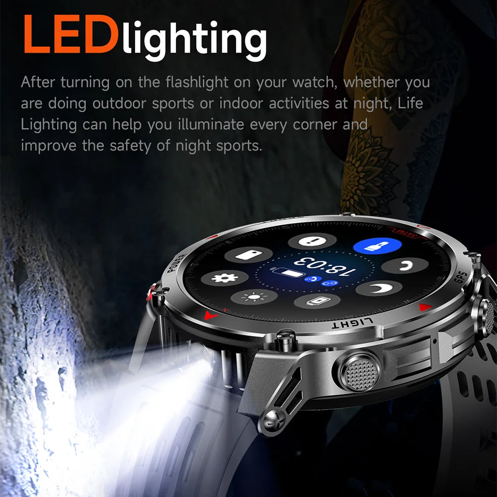 Military T-Rex 3 GPS Waterproof Smart Watch 1.46"HD AMOLED Built-in 6 Frequency Satellite Outdoors Sports Fitness Smart Bracelet