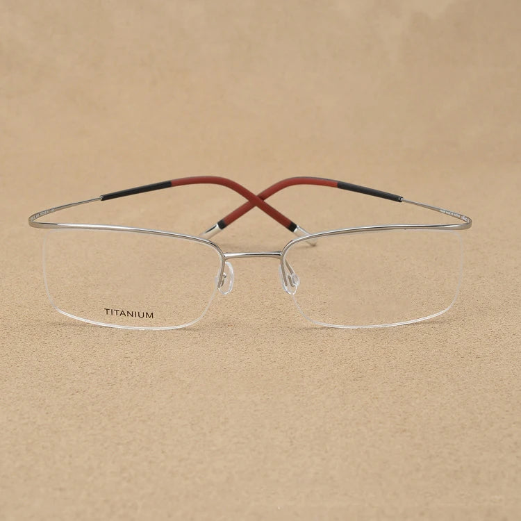 Titanium Eyewear Men's Eyebrow Semi-Frameless Ultralight 6g Glasses Frame Myopia Hyperopia Progressive Men Optical
