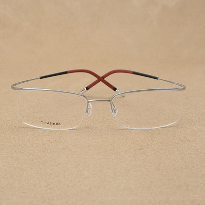Titanium Eyewear Men's Eyebrow Semi-Frameless Ultralight 6g Glasses Frame Myopia Hyperopia Progressive Men Optical