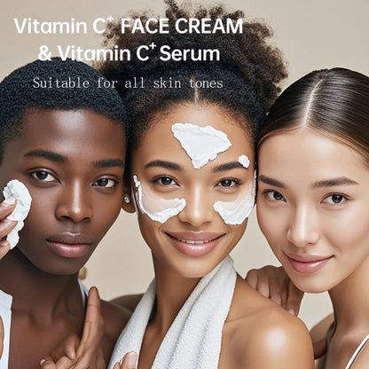 1set Vitamin C Skin care Set Face Anti Aging Firming Lifting Fade Fine Lines Whitening the moisturizing face cream Shrink Pores