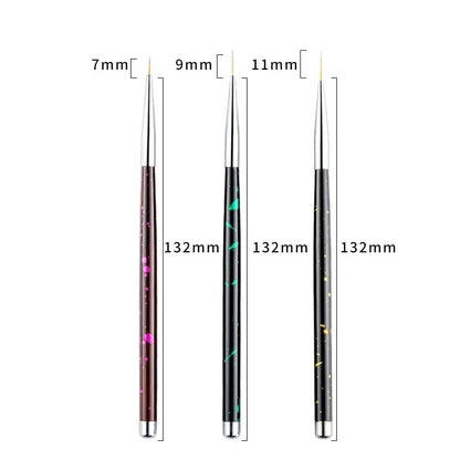 Acrylic French Stripe Nail Art Liner Brush Set 3D Tips Manicure Ultra-thin Line Drawing Pen UV Gel Brushes Painting Tools