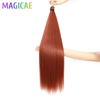 Magicae Braiding 28inches Hair 72cm Heat Resistant Ash Blonde Ombre Brown Sliver White 60# Cold Fusion Micro Crochet Hair Weave