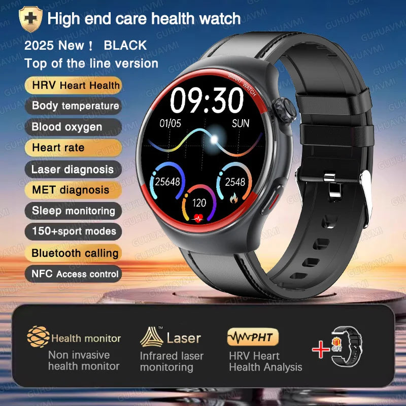 2025 New AI Health Analysis HRV+NFC SmartWatch Men Women Blood Pressure Heart rate Temperature BT Call Sports Fitness Smartwatch