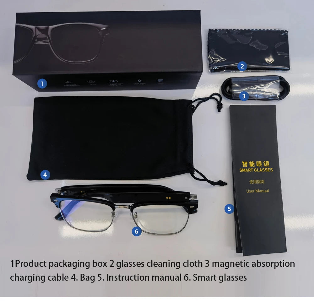 New 3 in 1 Smartglasses & Translator & Headset with Microphone Voice Assistant Bluetooth Call Fashion Smart Bluetooth Glasses