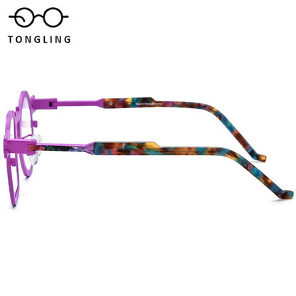 Color Ultralight Pure Titanium High-Quality Fashionable Men Square Irregular Polygon Women Personality Lightweight Glasses Frame