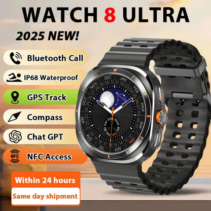 2025 Original HD8 Ultra Smart Watch Man Waterproof Watches BT Call Map Compass 1.46" AMOLED HD Screen Smartwatch For Men Women
