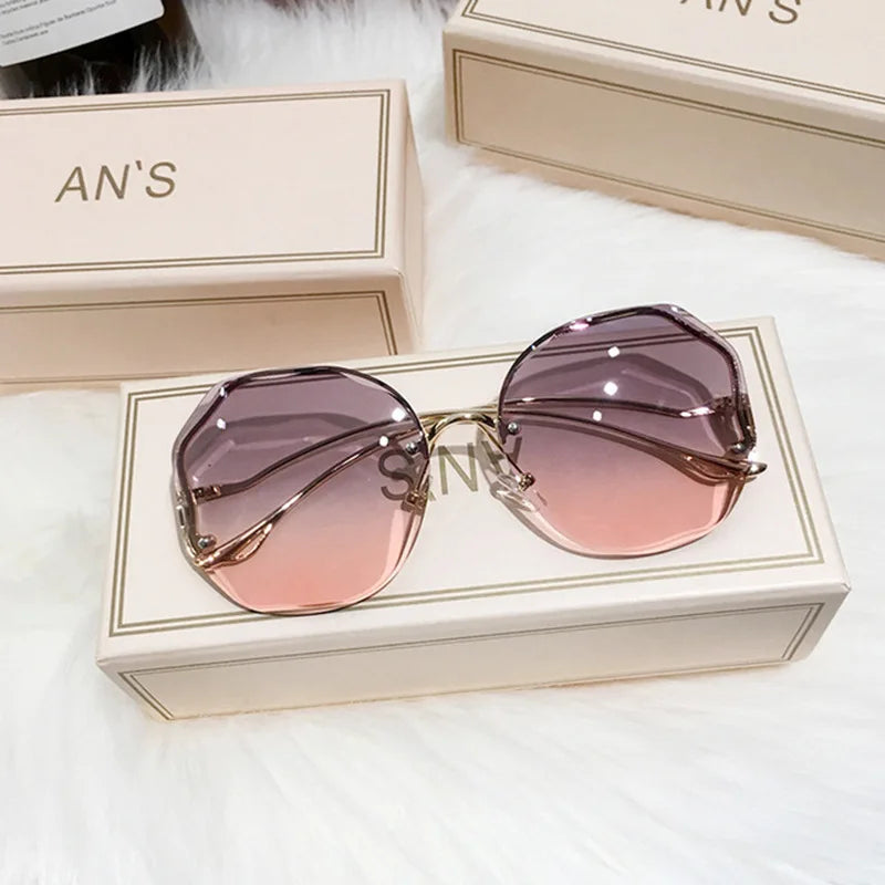 Square Sunglasses Woman Fashion Rimless Gradient Sun Glasses Brand Designer Sunglasses for Women Очки Солнечные Женские Очки