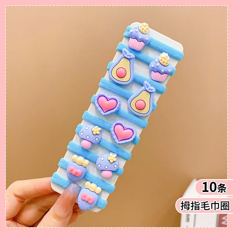 10Pcs/Set Fashion Cute Children's Rubber Band Girl's Hair Ties High Elastic Durable Hair Accessories Do Not Hurt Hair Scrunchie