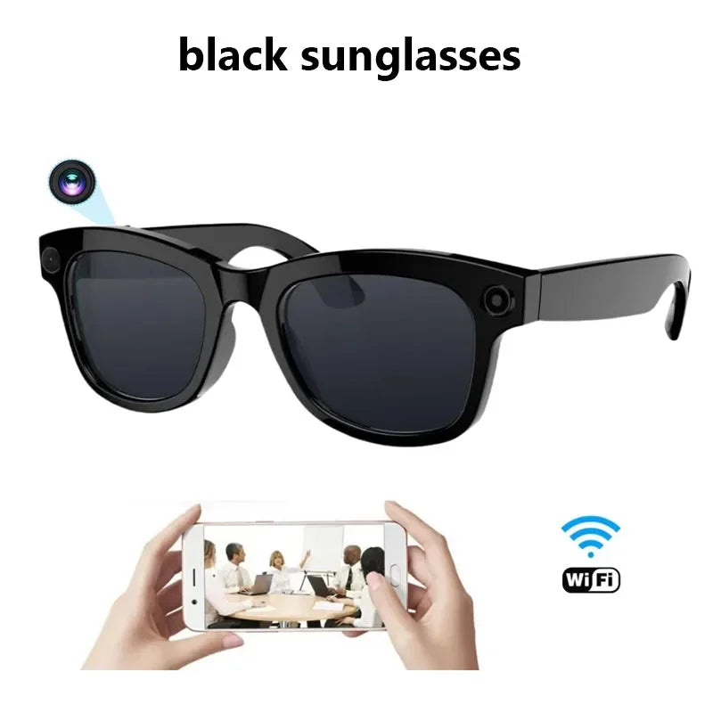 Smart Glasses Voice Assistant AI Translation 1080P HD Camera Bluetooth Call Outdoor Sports Headphones Sunglasses For Men Women