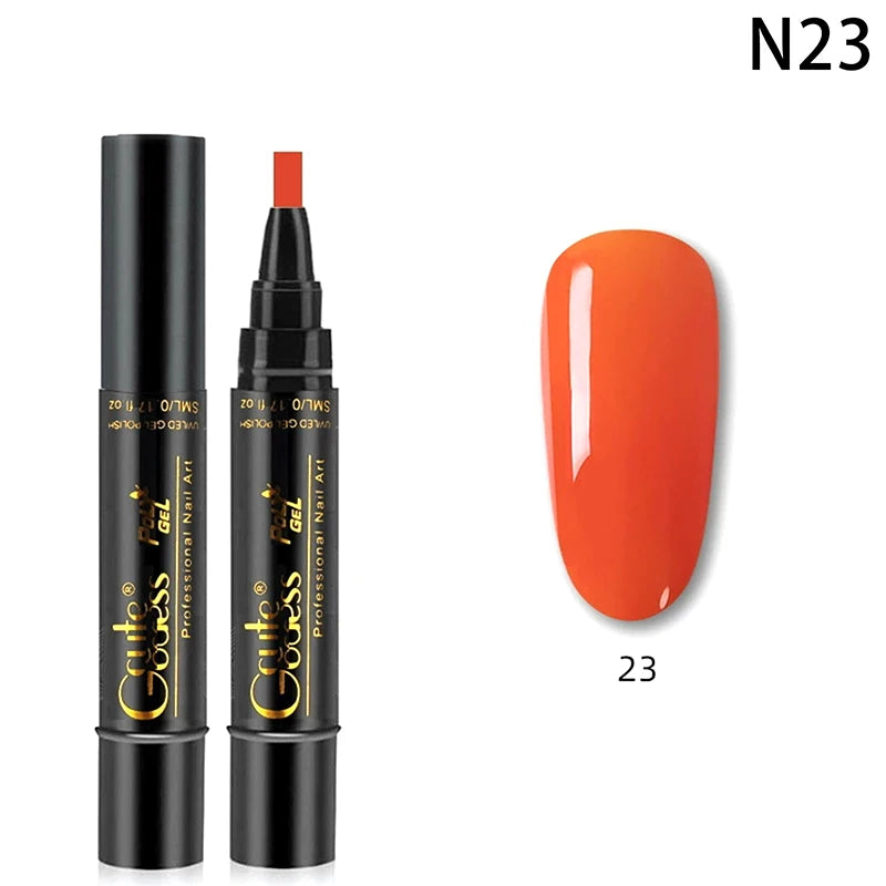 1 Pcs Pure Color Gel Nail Polish Pen For Nails Art Gel Semi Permanent Base Top Coat UV Gel Varnish Hybrid Neon Nail Polish