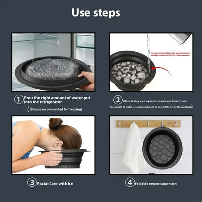 Silicone Foldable Face Ice Bath Bowl for Facials Plunge Dipping Skin Care Tool Home Travel Beauty Essential Multi Purpose Nursin