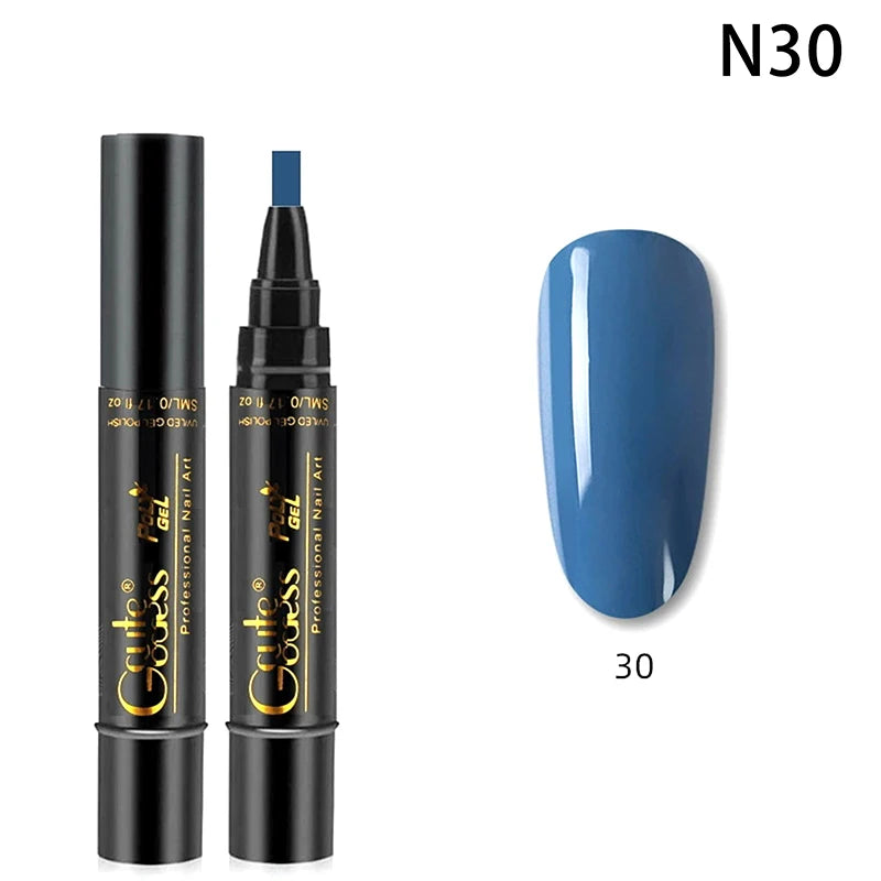 1 Pcs Pure Color Gel Nail Polish Pen For Nails Art Gel Semi Permanent Base Top Coat UV Gel Varnish Hybrid Neon Nail Polish
