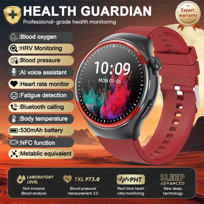 2025 NEW AI Medical Diagnosis Blood glucose Smart Watch Blood pressure NFC Heart rate Bluetooth Call SOS Health Smartwatch Men