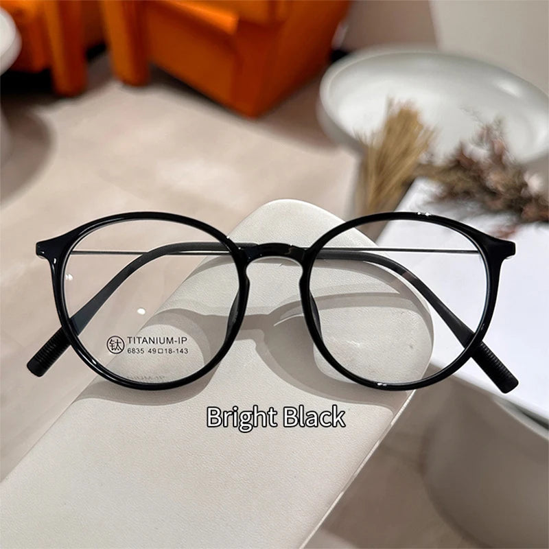 MOMOJA Ultralight TR90 Titanium Myopia Glasses Retro Round Optical Prescription Spectacle Frames for Men and Women XM6835