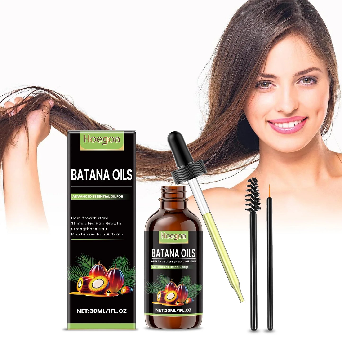 Batana Oil For Hair Growth Eyelashes Enhancer Anti Hair Loss Strengthen Thicker Nourishing Scalp Eyebrow Eyelash Regrowth Care