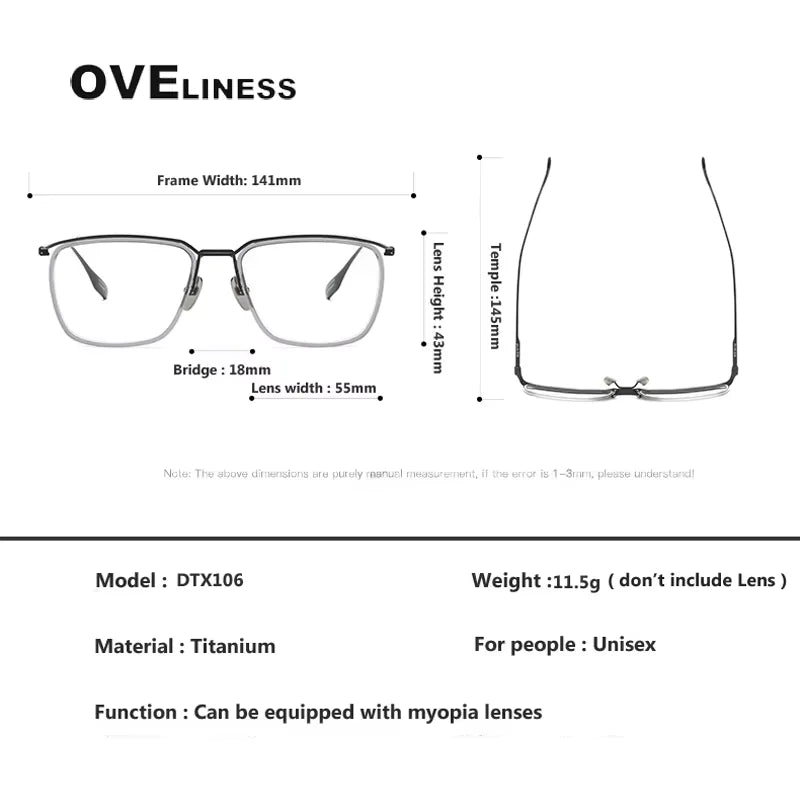 Pure Titanium Glasses Frame Men 2025 EyeGlasses for Men Square Eyeglasses Frame male full Eyewear Spectacles