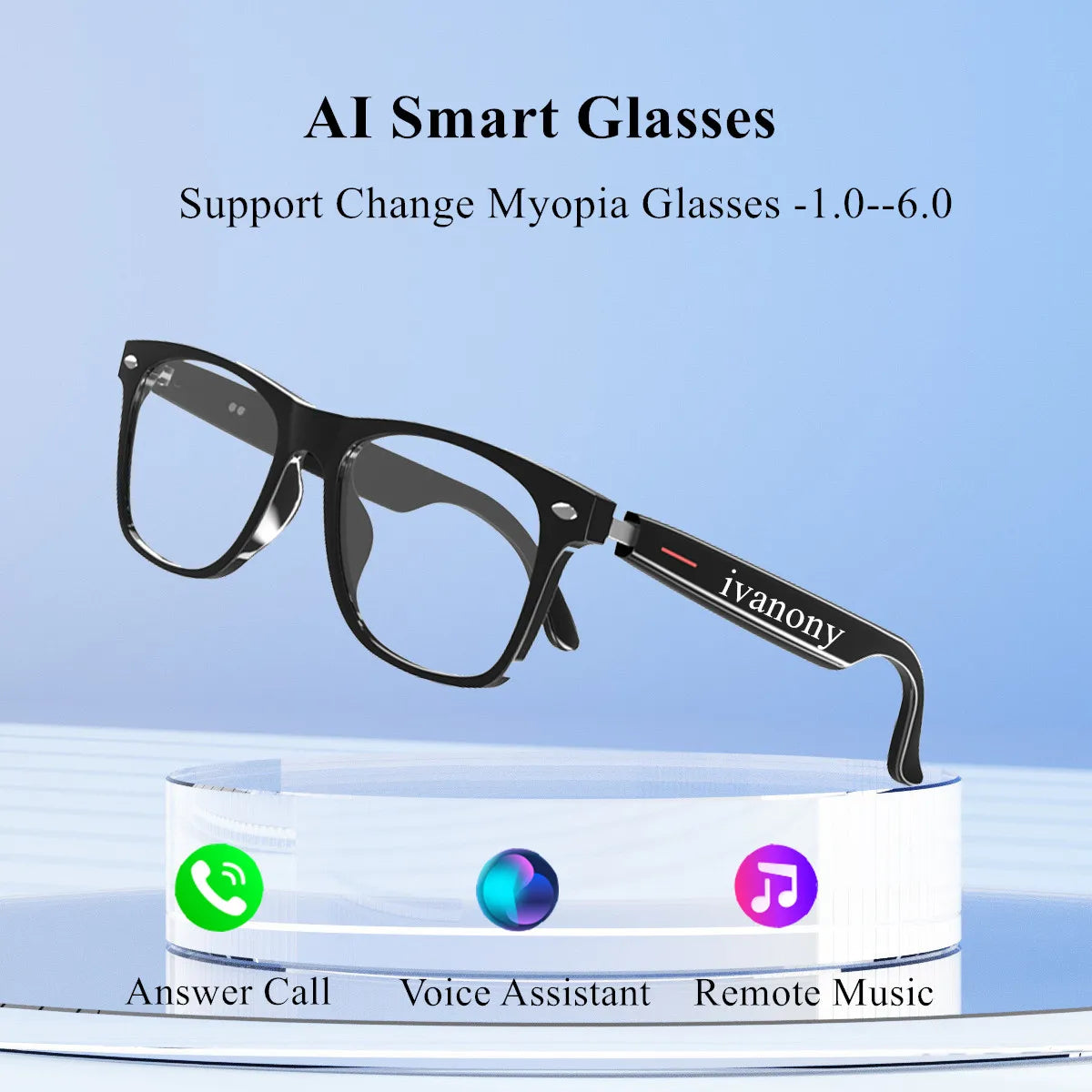 AI Smart Glasses Prescription Custom Lenses Bluetooth Call Map Navigation Voice Assistant Listen Song Translate Language Glasses