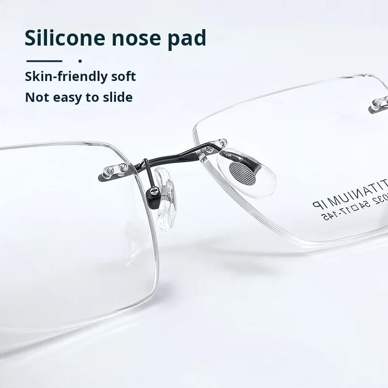 Lzabella Titanium Rectangular rimless Eyeglasses Frame Simple And Stylish Men and Women Lightweight Frameless Glasses 1603