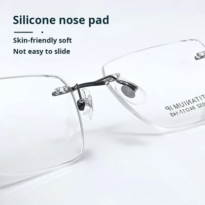 Lzabella Titanium Rectangular rimless Eyeglasses Frame Simple And Stylish Men and Women Lightweight Frameless Glasses 1603