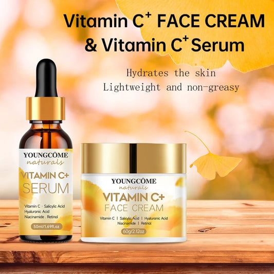 1set Vitamin C Skin care Set Face Anti Aging Firming Lifting Fade Fine Lines Whitening the moisturizing face cream Shrink Pores