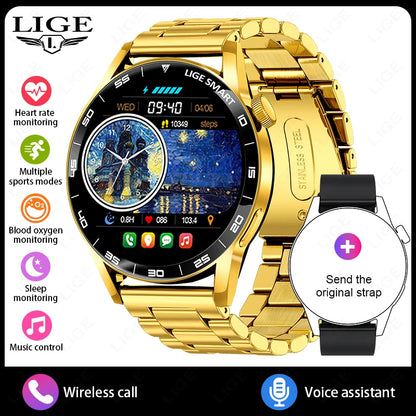 LIGE Men Fashion HD Screen Outdoor Sports Fitness Heart Rate Smartwatch 2025 New Bluetooth Call Waterproof Smart Watch Women
