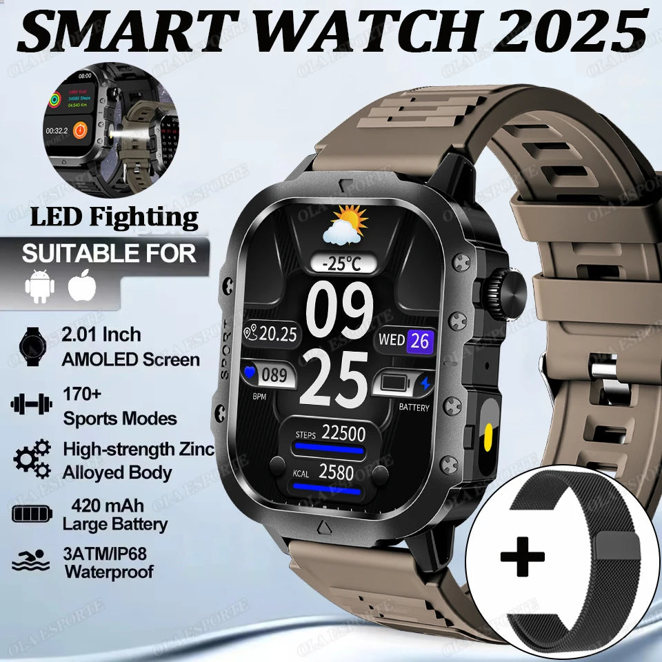 New For  Smart Watch Military GPS Men Flashlight Waterproof Outdoor Sport Tracker Bluetooth Call Smartwatches Women