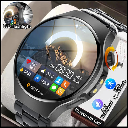 2025 New Outdoor Smartwatch Smart Watch Men Sports Fitness Model 1.53 HD AMOLED Screen LED Flashlight IP67 Waterproof Smartwatch