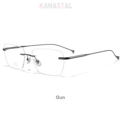 Men Rimless Prescription Glasses Reading Myopia Optical Lenses Eyewear Women Blue Light Blocking Titanium Metal Eyeglasses Frame