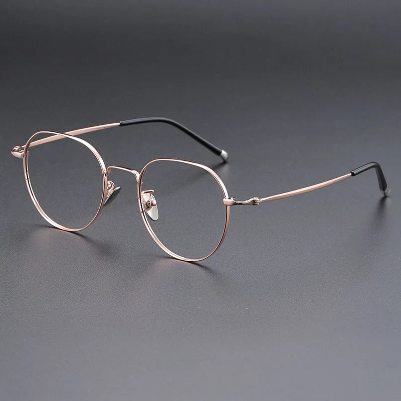 FIRADA Fashionable Comfortable Glasses Luxurious Round Titanium Eyewear Prescription Eyeglasses Frames For Men Women 118001-C