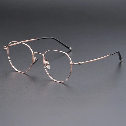 FIRADA Fashionable Comfortable Glasses Luxurious Round Titanium Eyewear Prescription Eyeglasses Frames For Men Women 118001-C