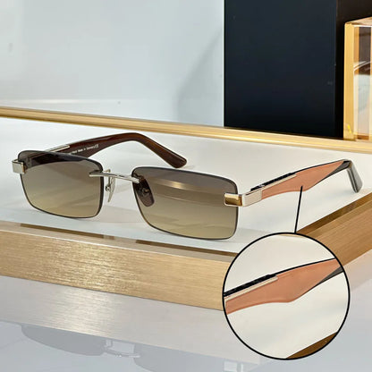 THE ARTIST III Designer Rimless Sunglasses Rectangle Men Alloy Acetate Germany Brand Trendy Classical High Quality Women UV400