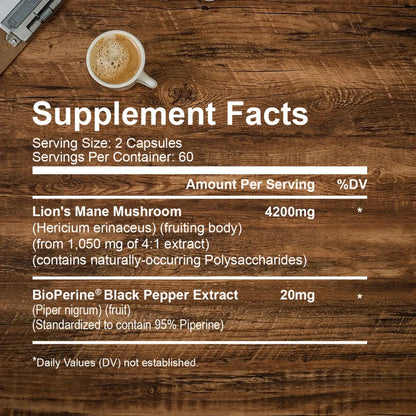 Lions Mane -  Relieve Stress, Immune System Health, Improve Memory, Protect Brain Nerves