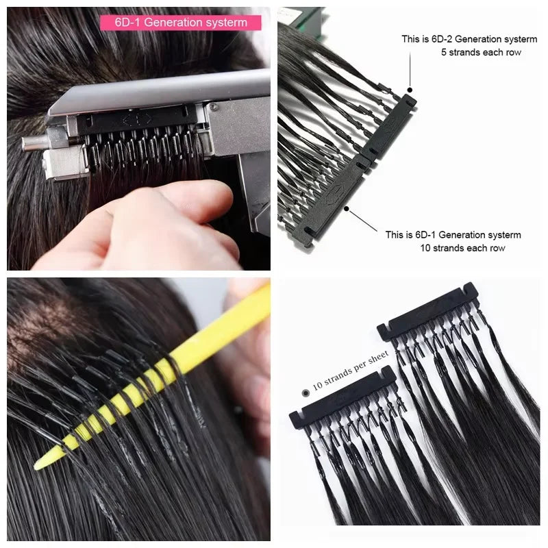 6D-1 Hair Extensions For Salon DIY 6D-1 Generation 100% Human Hair Extensions Micro Beads Blonde 60# 0.g/Strand Virgin Remy Hair