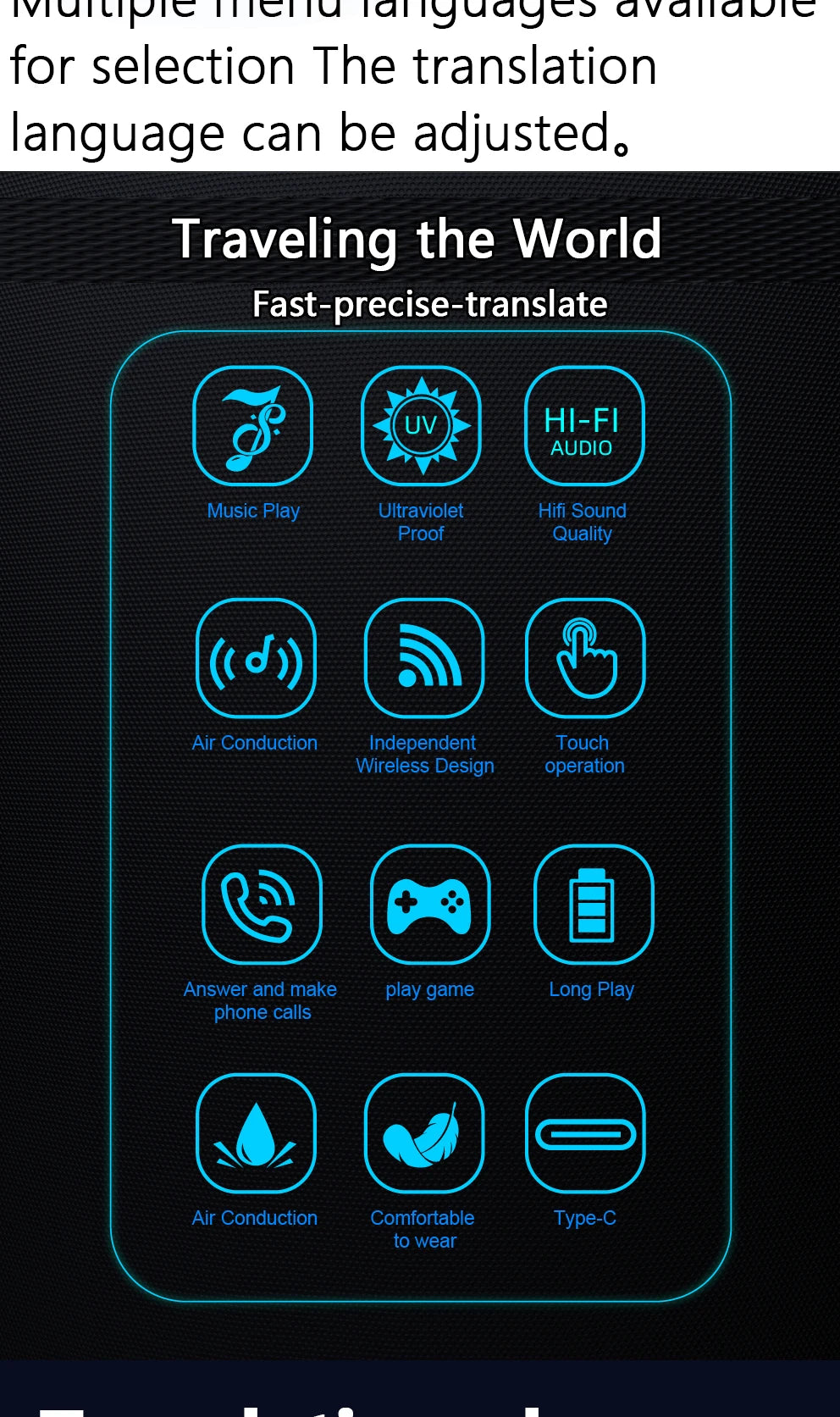 Smart Glasses SG20 Pro AI Intelligent Driver Sunglasses Touch Earphone with 144 Languages Online Translation for Men Women