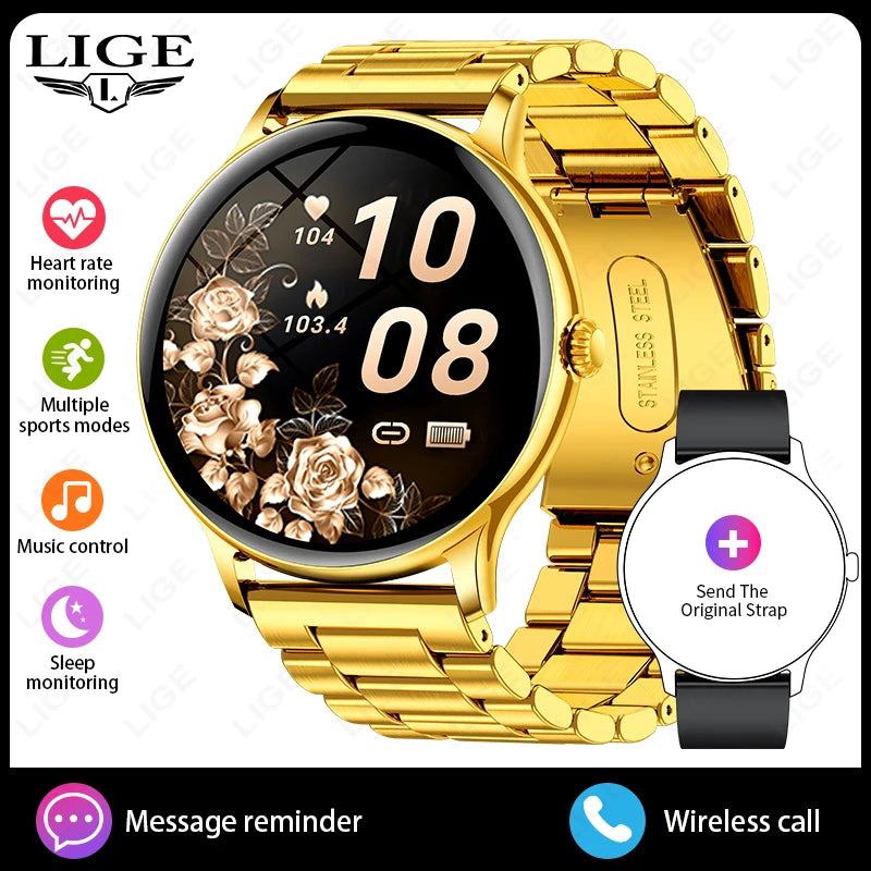 LIGE 2025 Bluetooth Call Full Touch HD Thin Screen Smart Watch Women IP68 Waterproof Watch Sport Fitness Tracker Smartwatch Men
