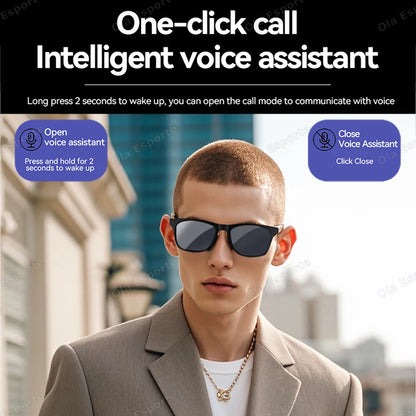 2025 New Men's Smart Glasses Women's Bluetooth Glasses Voice Call Control Music Voice Assistant UV Polarized Sunglasses Eyeglass