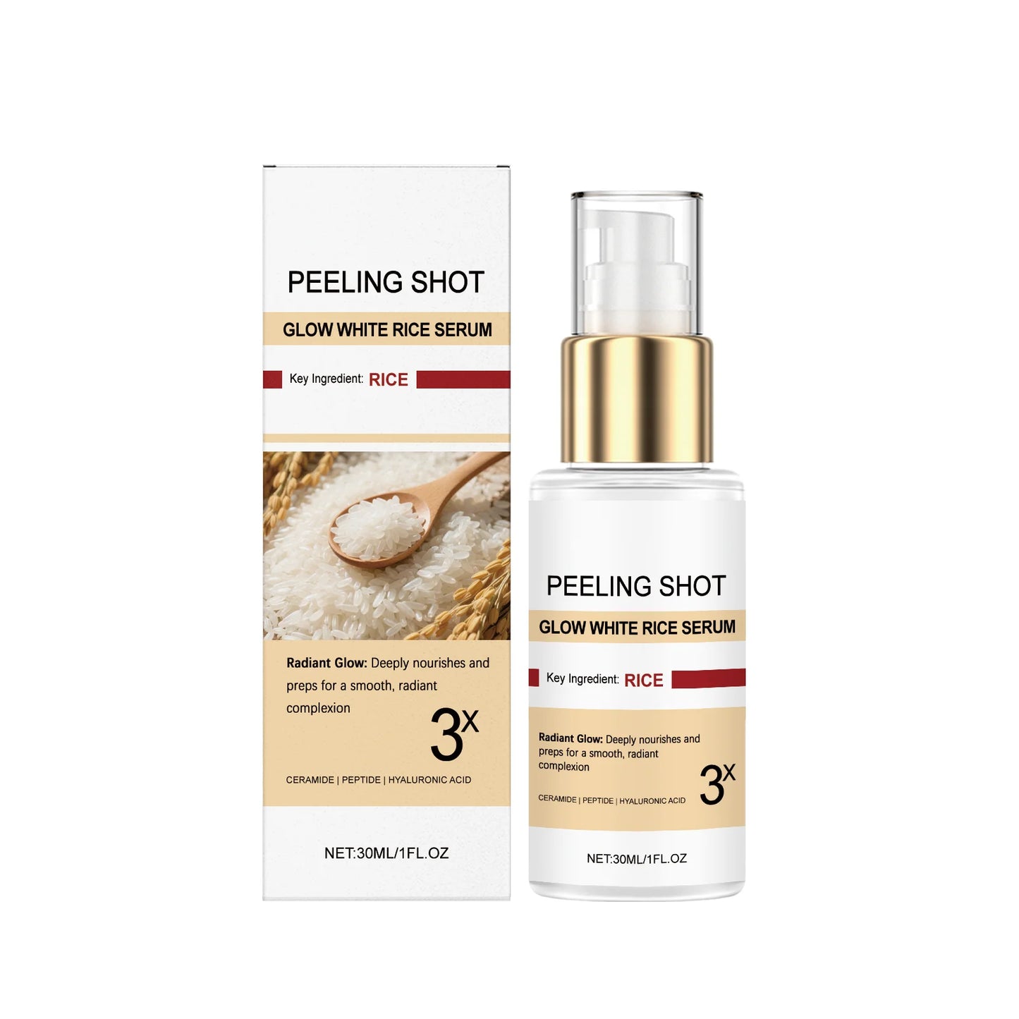 Glow Brightening Rice Essence Moisturizing Nourishing Even Skin Tone Improves Dullness Oil-Control Brightening Serum Skincare