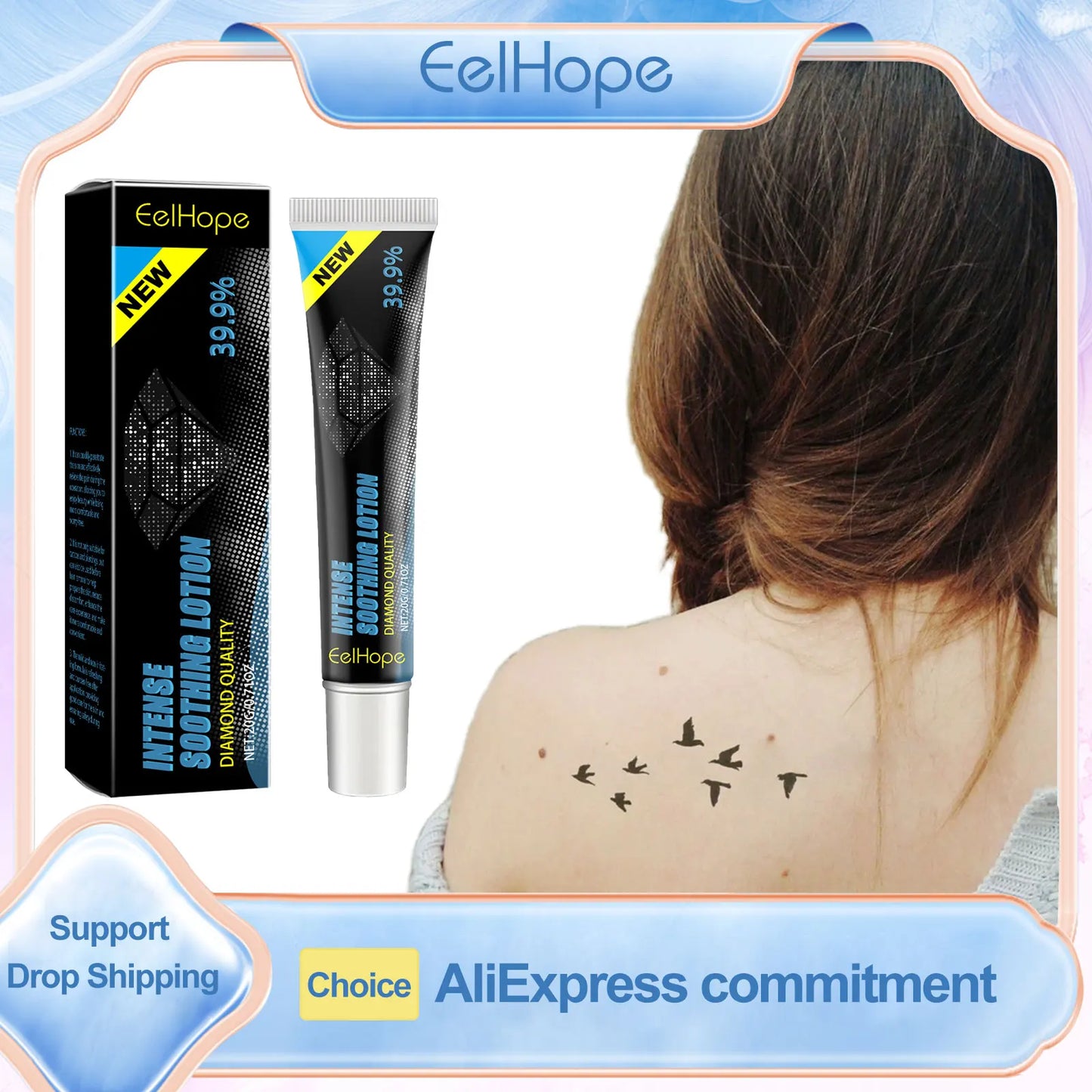 Eelhope Tattoo Cream Aloe Vera After Care Tattoo Smooth Skin Soothing Calm Skin Redness Removal Vitamin E Tattoo Care Cream 20g