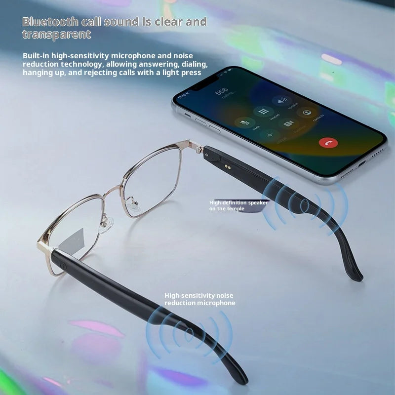 AI Bluetooth Glasses Translation, Listening Calling Driving Open Voice Smart Glasses Prescription Glasses Men's Sunglasses