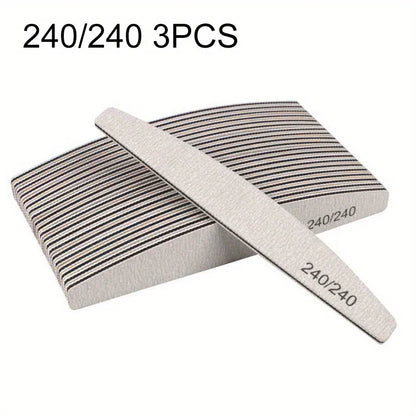 1/3/5/10Pcs Professional Nail File 80/100/150/180/240 Sandpaper Strong Thick Sanding Half Moon Lime nail accessories and Tools