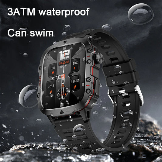 2025 New For Men Military Smart Watch Men IP68 5ATM Outdoor Sports Fitness Tracker Health Monitor 1.96" BT Call Smartwatch