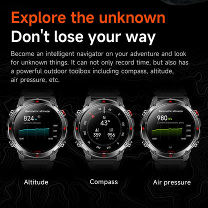 Military T-Rex 3 GPS Waterproof Smart Watch 1.46"HD AMOLED Built-in 6 Frequency Satellite Outdoors Sports Fitness Smart Bracelet