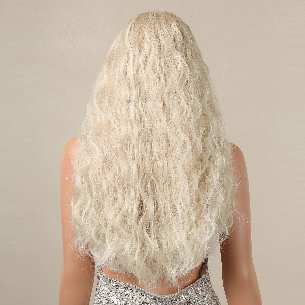 Long Curly Headband Synthetic Wigs Blonde Water Wavy Headband Wigs Bohemian Hair for Women Daily Party Use Heat-Resistant Fiber