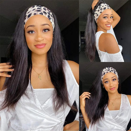 Headband Wig Human Hair Bone Straight Human Hair Wigs Full Machine Made Peruvian Human Hair Wigs For Black Women Easy to Go 180%