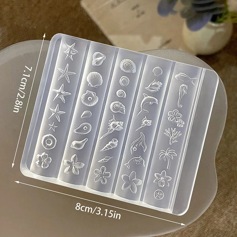 1 Pcs Lily Flower Sea Shell Conch Coral Starfish 3D Acrylic Nail Mold Nail Decorations DIY Silicone Manicure Mold Nail Art Mold